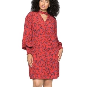 ELOQUII Red Floral Swibg Dress sz 26/28